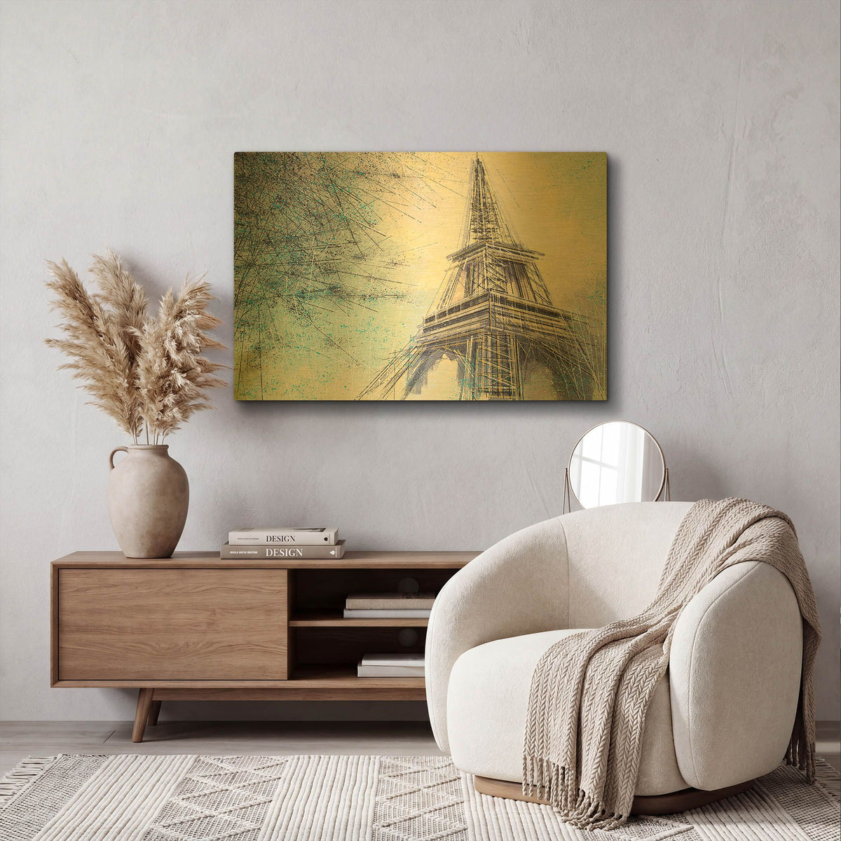 'The Eiffel Tower At Dusk 2' By Marc Todd Gold Metal Wall Art