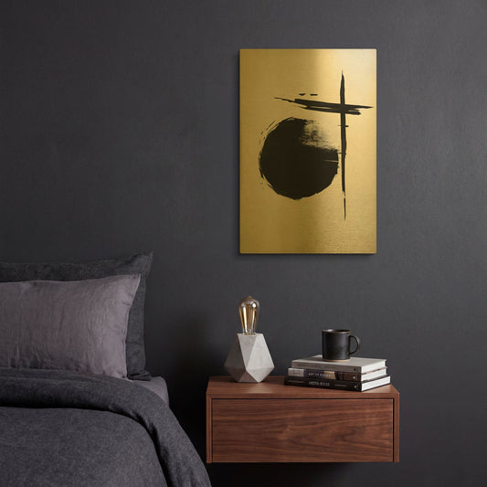 'Black & Neutral Abstract 6' By Petals Prints Design Gold Metal Wall Art