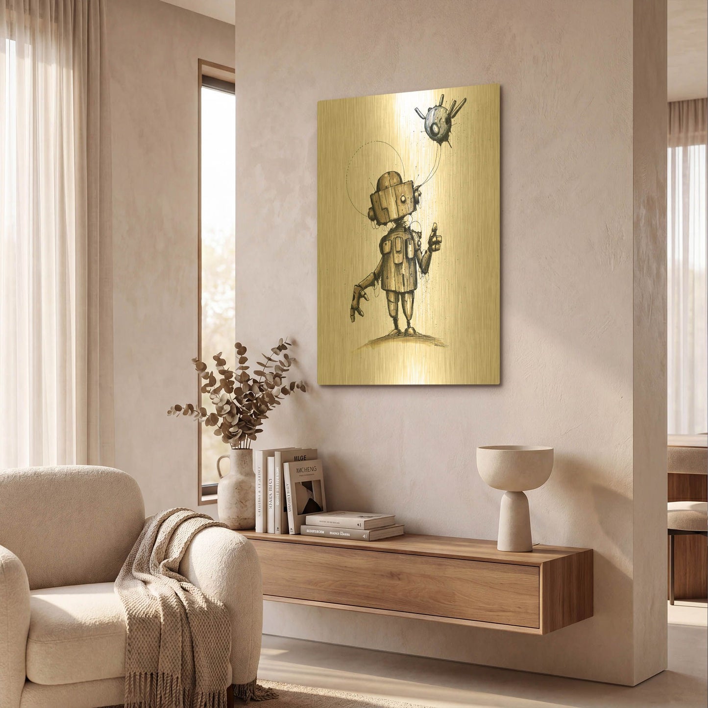 'Ink Bot 1.0' By Craig Snodgrass Gold Metal Wall Art