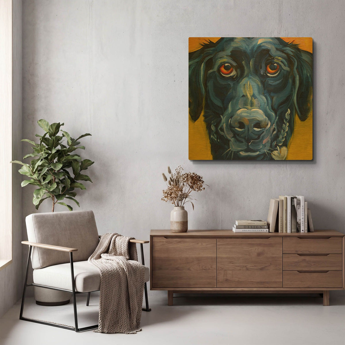 'Black Dog' By CR Townsend Gold Metal Wall Art