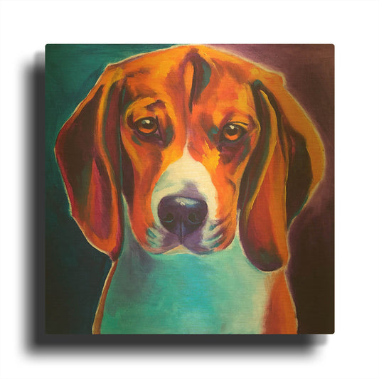 'Beagle - Chester' By Dawg Painter Gold Metal Wall Art