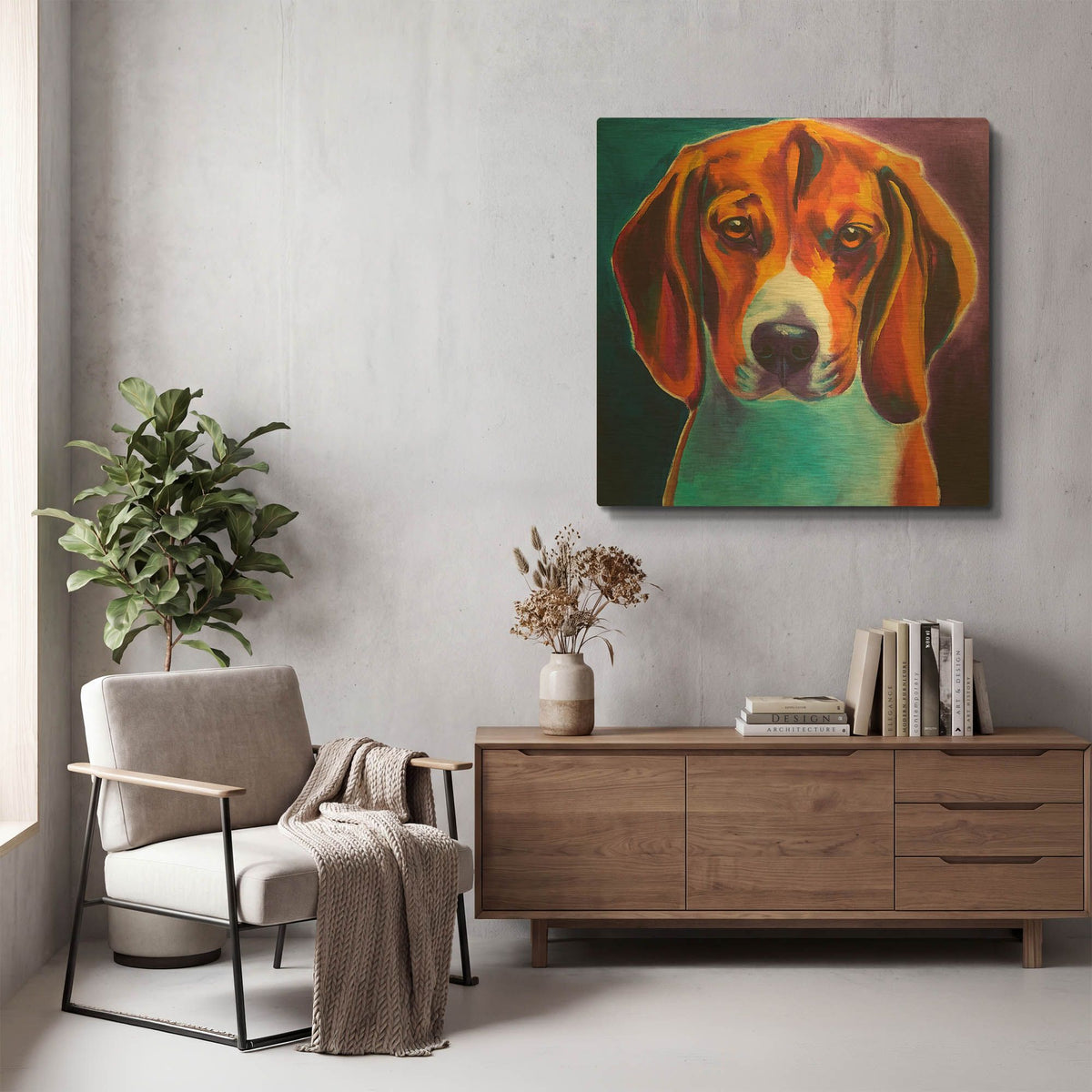 'Beagle - Chester' By Dawg Painter Gold Metal Wall Art