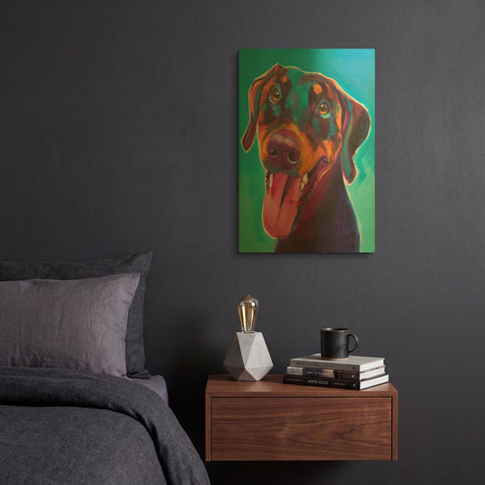 'Doberman - Annie' By Dawg Painter Gold Metal Wall Art