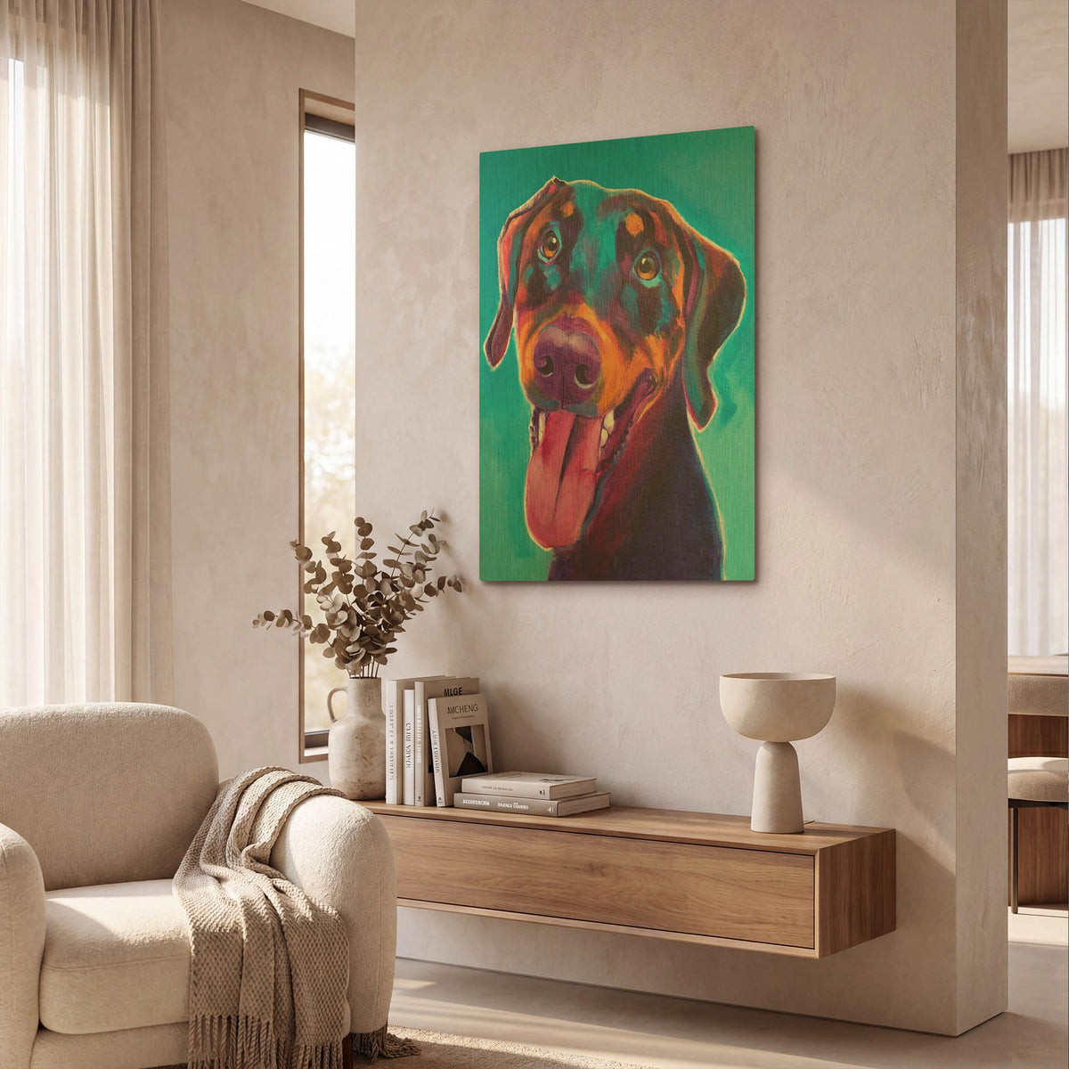 'Doberman - Annie' By Dawg Painter Gold Metal Wall Art