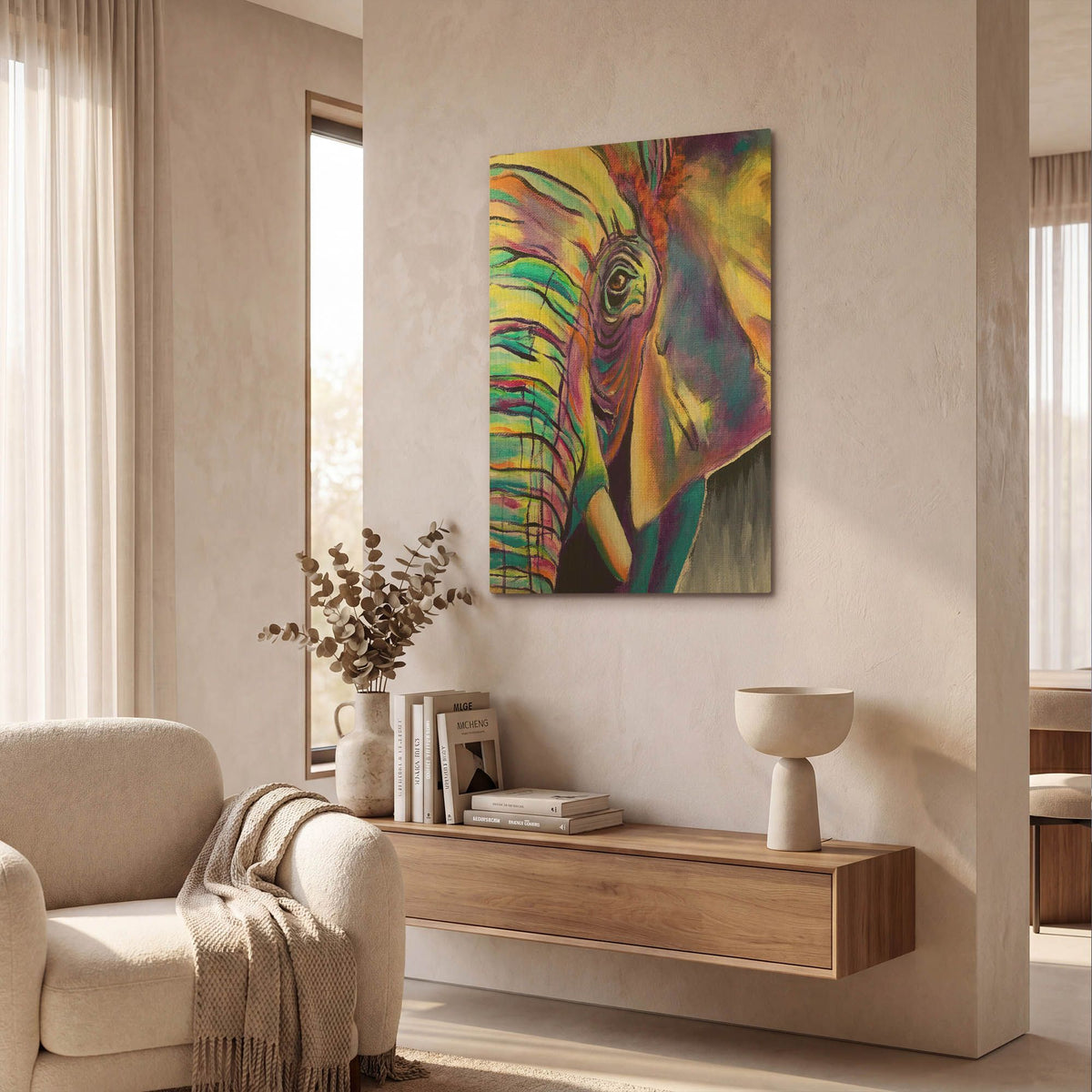 'Elephant - Butterfly Right' By Dawg Painter Gold Metal Wall Art