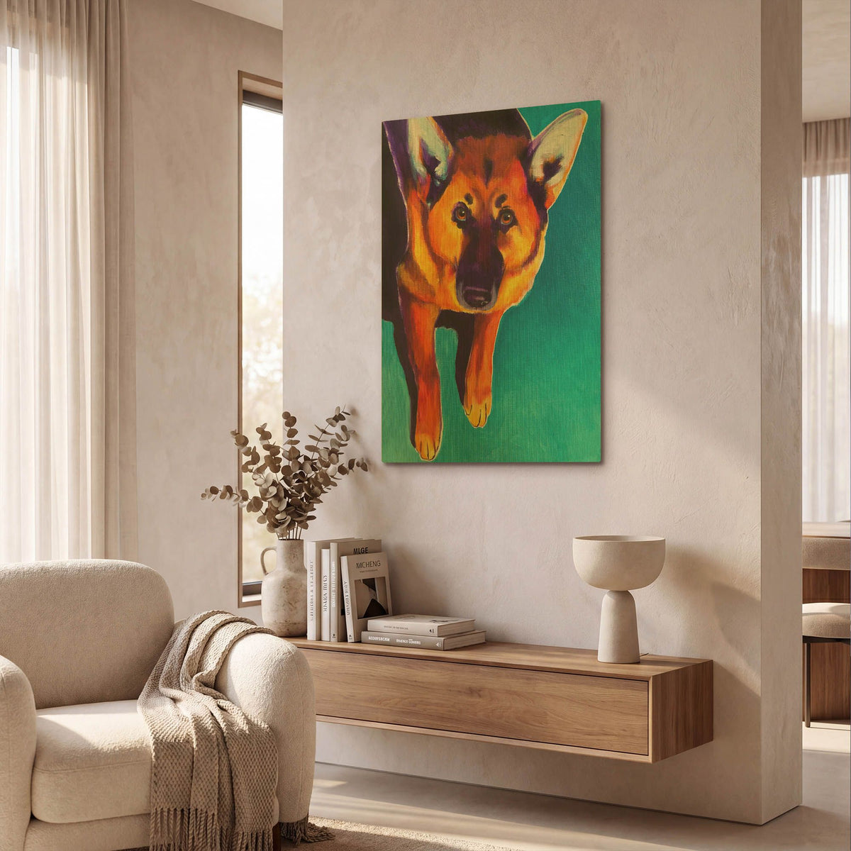 'German Shepherd - Kim' By Dawg Painter Gold Metal Wall Art