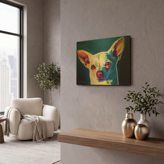 'Chihuahua - Coco' By Dawg Painter Gold Metal Wall Art