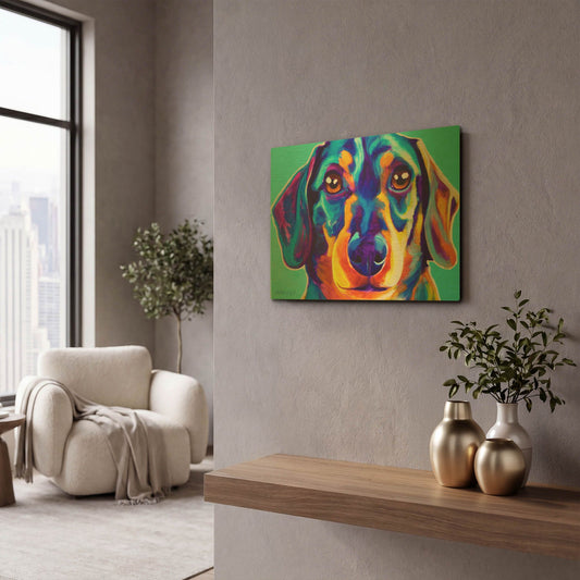 'Dachshund - Oscar' By Dawg Painter Gold Metal Wall Art