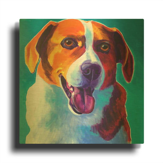 'Beagle - Penny' By Dawg Painter Gold Metal Wall Art