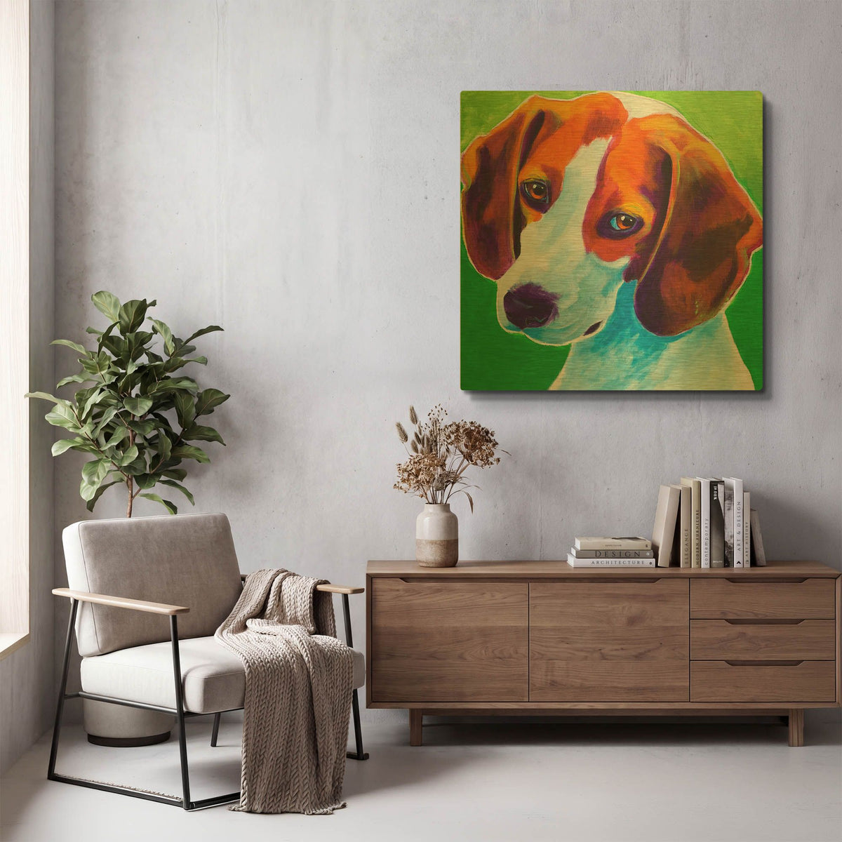'Beagle - Watson' By Dawg Painter Gold Metal Wall Art