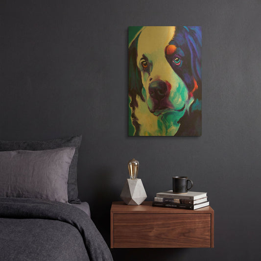 'Bernese Mountain Dog - Zeke' By Dawg Painter Gold Metal Wall Art
