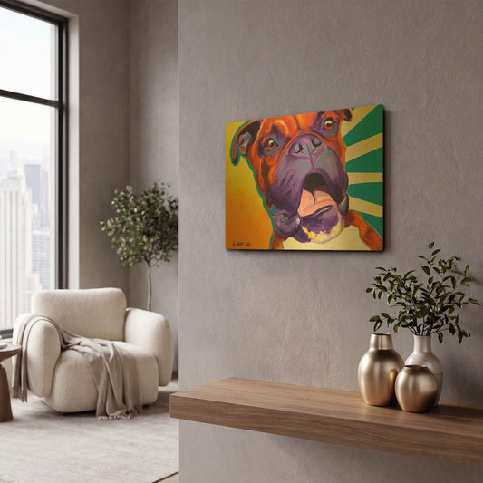 'Boxer - Chance' By Dawg Painter Gold Metal Wall Art