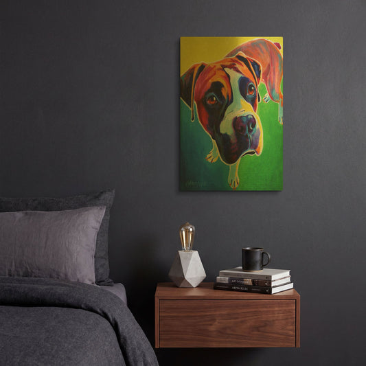 'Boxer - Leo' By Dawg Painter Gold Metal Wall Art