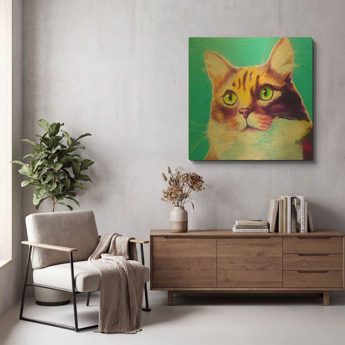 'Cat - Willow' By Dawg Painter Gold Metal Wall Art