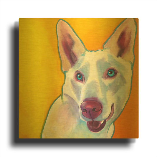 'Husky - Charlie' By Dawg Painter Gold Metal Wall Art