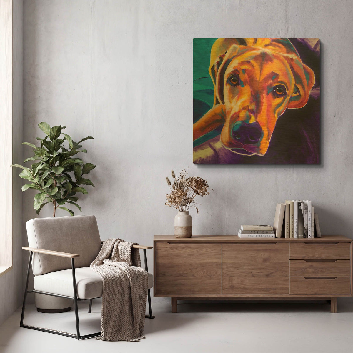 'Lab - Lil Bear' By Dawg Painter Gold Metal Wall Art