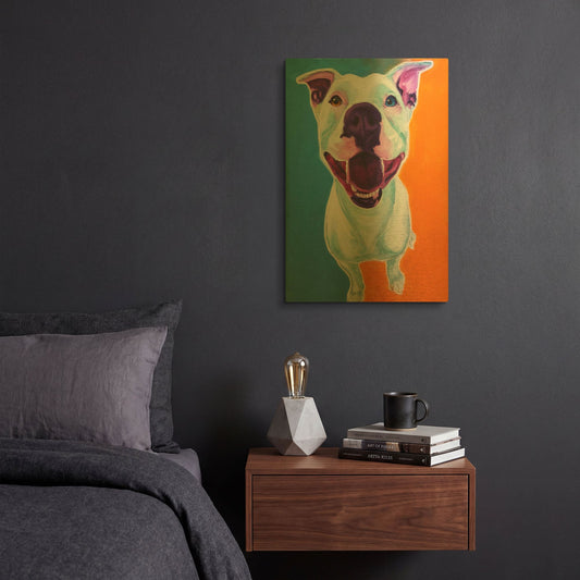 'Pit Bull - Angel' By Dawg Painter Gold Metal Wall Art