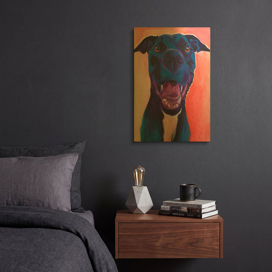 'Pit Bull - Crysanthemum' By Dawg Painter Gold Metal Wall Art
