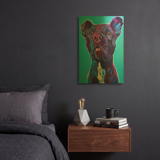 'Pit Bull - Neko' By Dawg Painter Gold Metal Wall Art