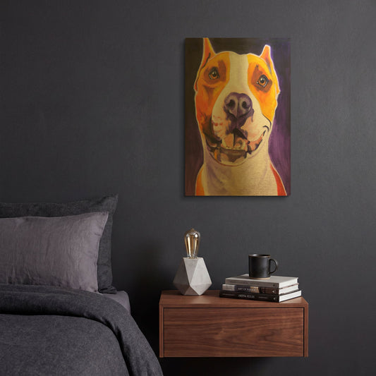 'Pit Bull - Rexy' By Dawg Painter Gold Metal Wall Art