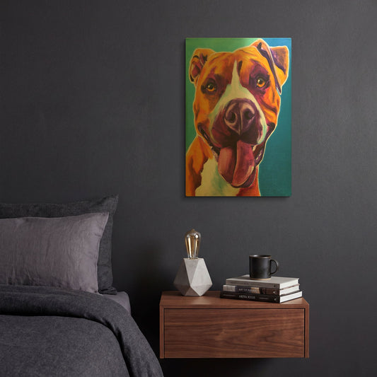 'Pit Bull - Yummy' By Dawg Painter Gold Metal Wall Art