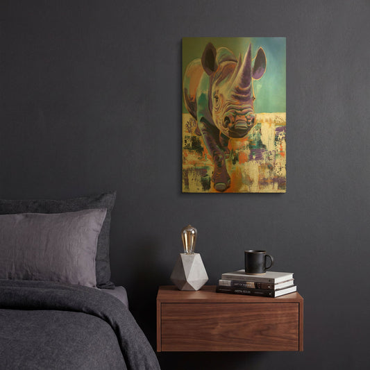 'Rhino - Mwaiseni' By Dawg Painter Gold Metal Wall Art