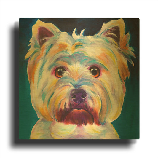 'Westie - Chispy' By Dawg Painter Gold Metal Wall Art