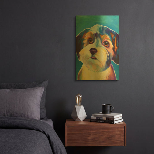 'Yorkipoo - Zoe' By Dawg Painter Gold Metal Wall Art