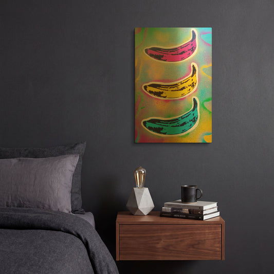 'Banana Goes Pop' By Abstract Graffiti Gold Metal Wall Art