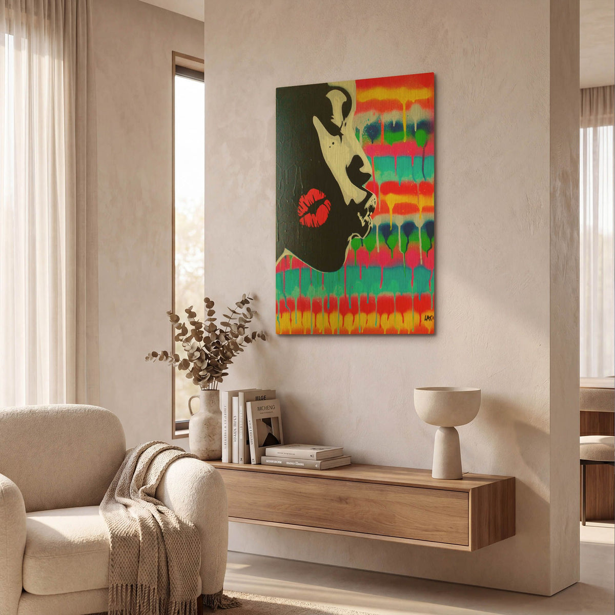 'Kiss' By Abstract Graffiti Gold Metal Wall Art