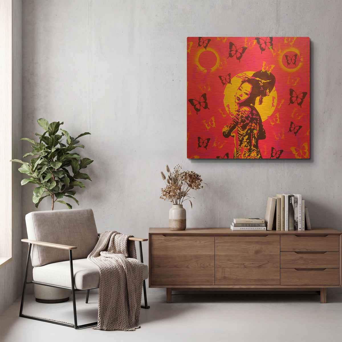 'Planet Asia' By Abstract Graffiti Gold Metal Wall Art