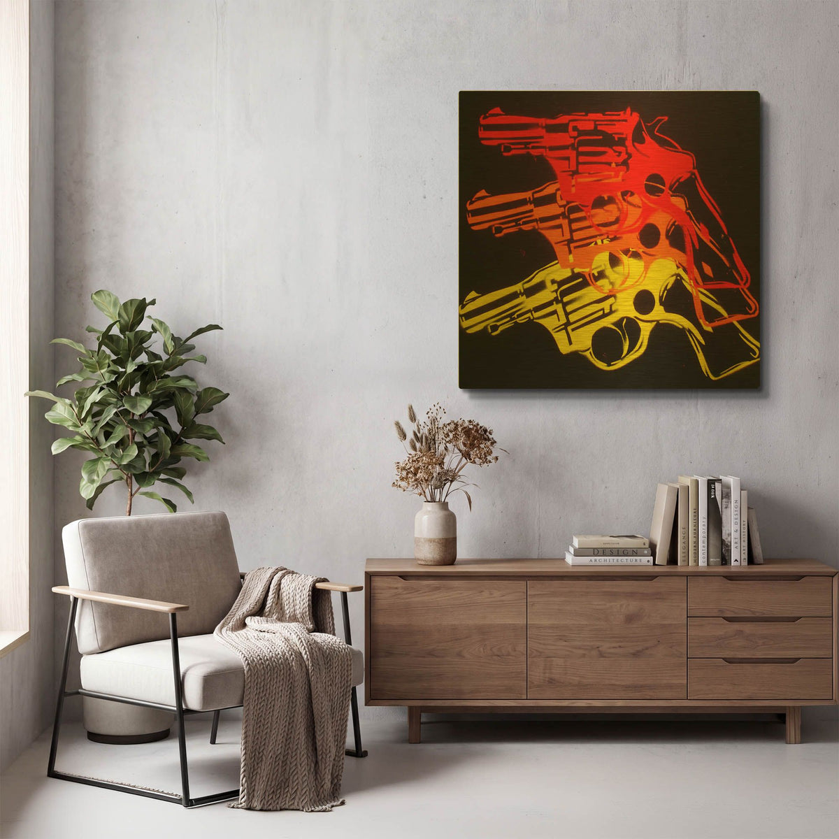 'Pop Gun 1' By Abstract Graffiti Gold Metal Wall Art