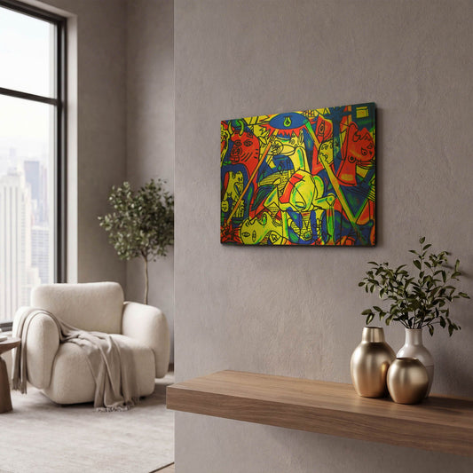 'Guernica' By Abstract Graffiti Gold Metal Wall Art