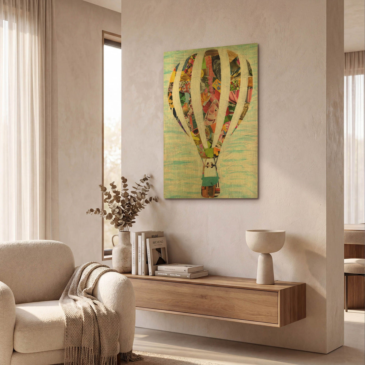 'Hot Air Balloon' By Artpoptart Gold Metal Wall Art