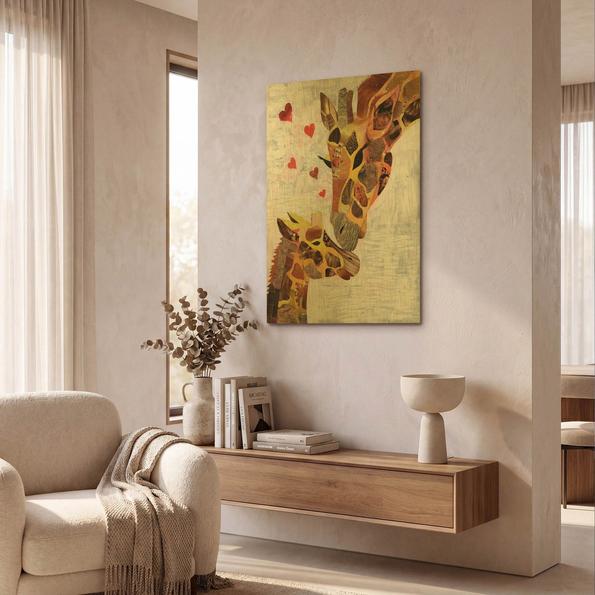 'Sweet Giraffes' By Artpoptart Gold Metal Wall Art