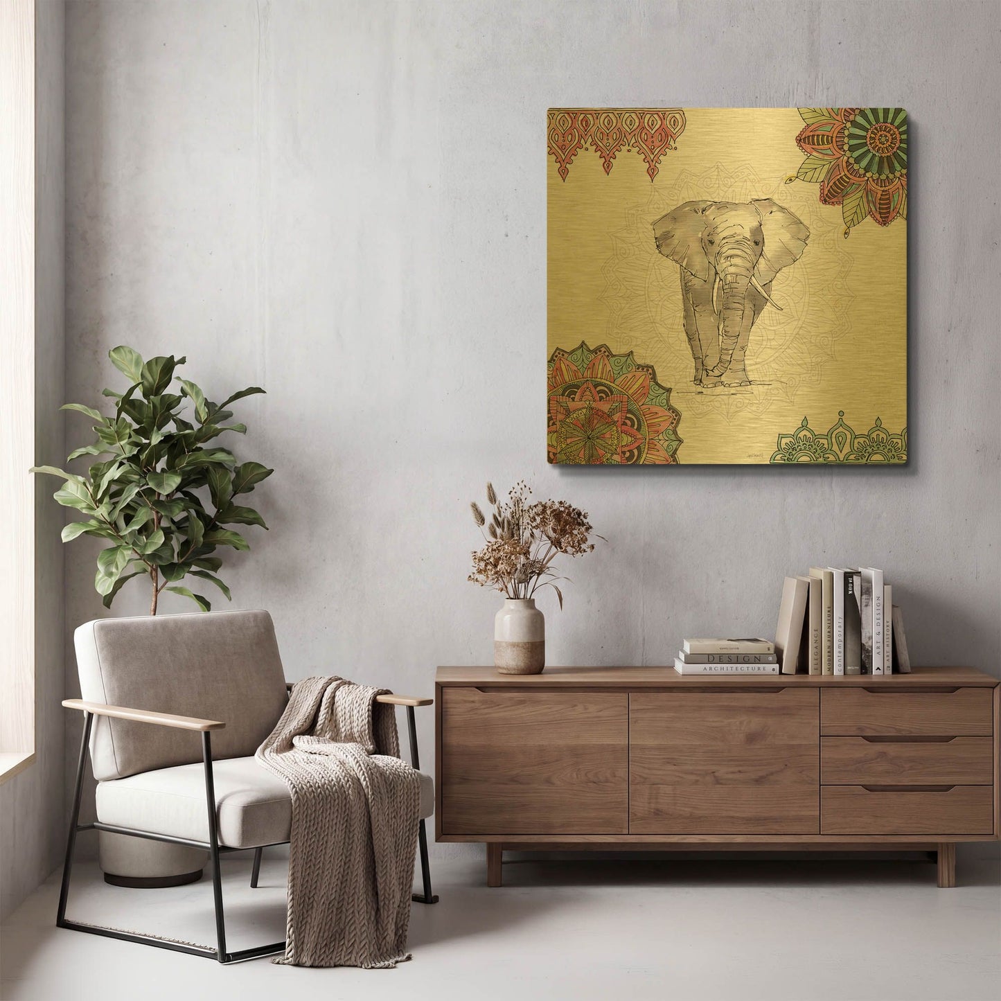 'Mandala Morning IV' By Anne Tavoletti Gold Metal Wall Art