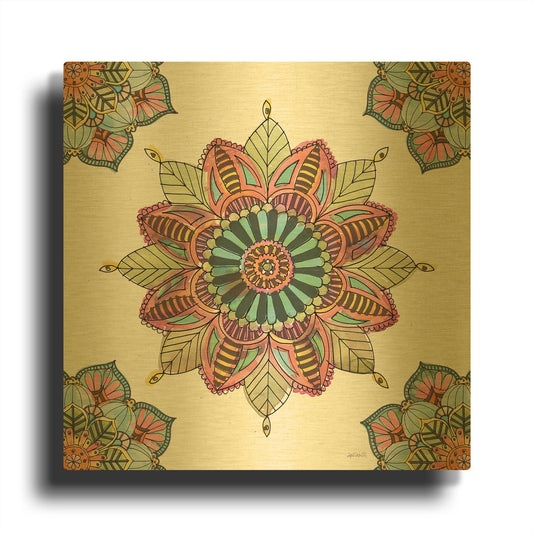 'Mandala Morning VI' By Anne Tavoletti Gold Metal Wall Art