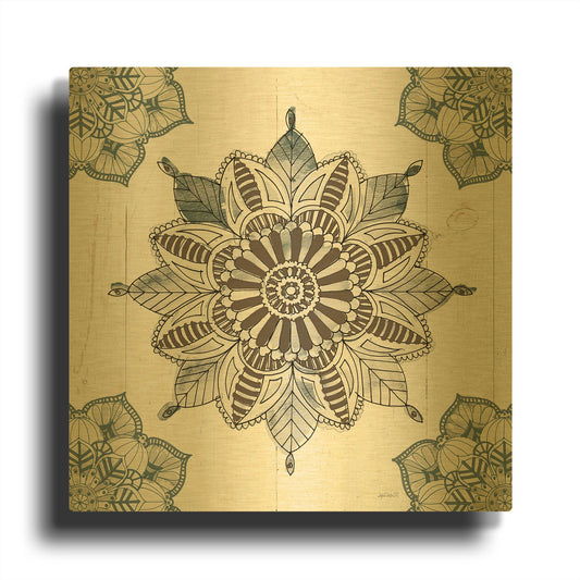 'Mandala Morning II' By Anne Tavoletti Gold Metal Wall Art