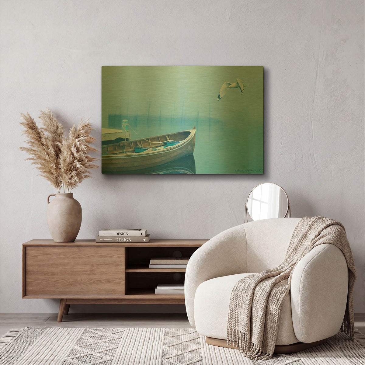 'Fog In The Bay' By Carlos Casamayor Gold Metal Wall Art