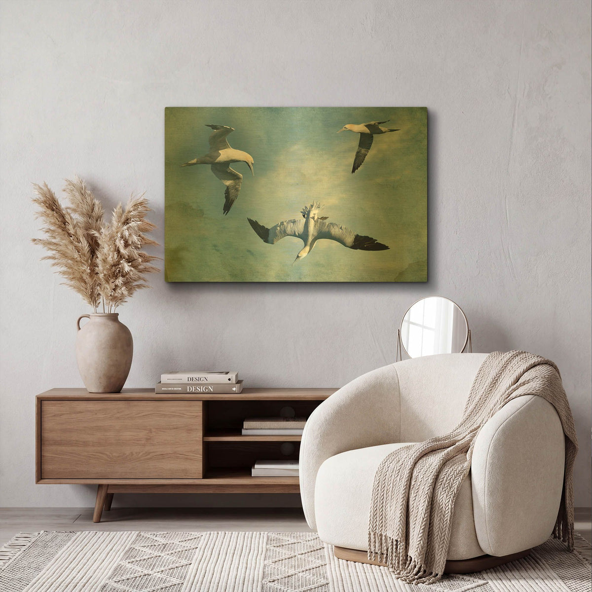'Gannets Trio' By Carlos Casamayor Gold Metal Wall Art