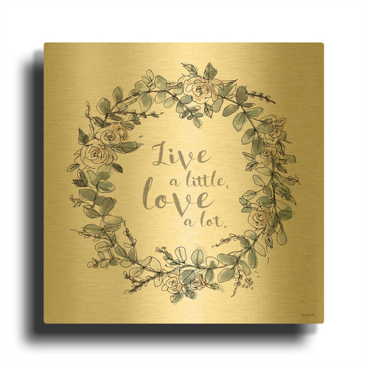 'Modern Farmhouse VI Live' By Anne Tavoletti Gold Metal Wall Art