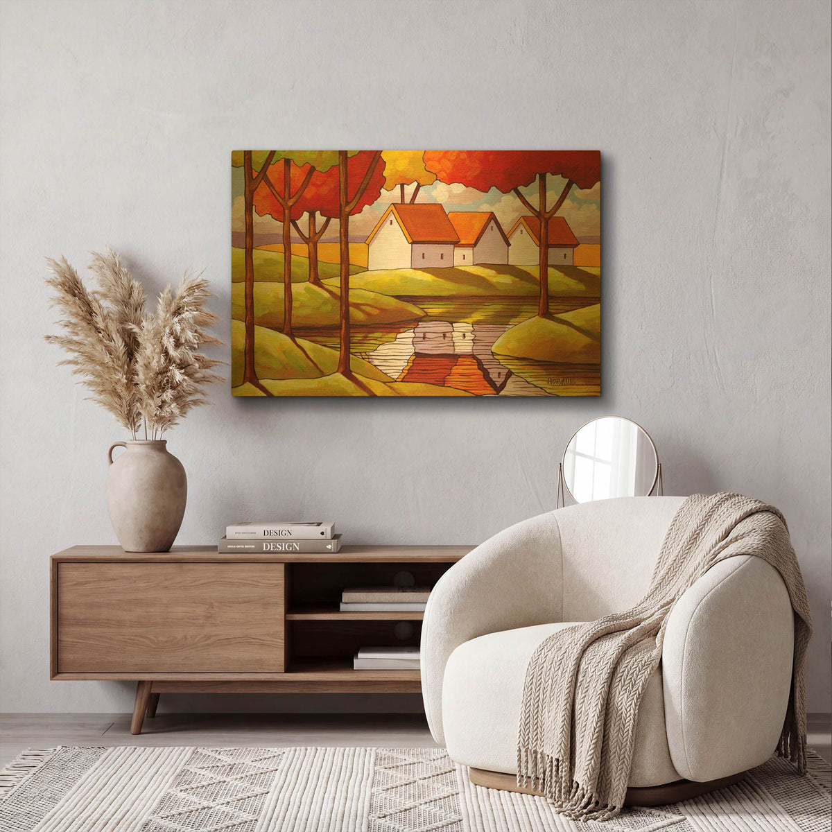 'Trees And Stream' By Cathy Horvath Gold Metal Wall Art