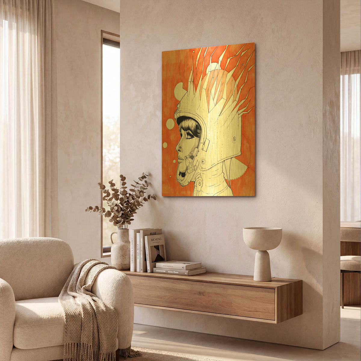 'Space Queen Fire' By Craig Snodgrass Gold Metal Wall Art