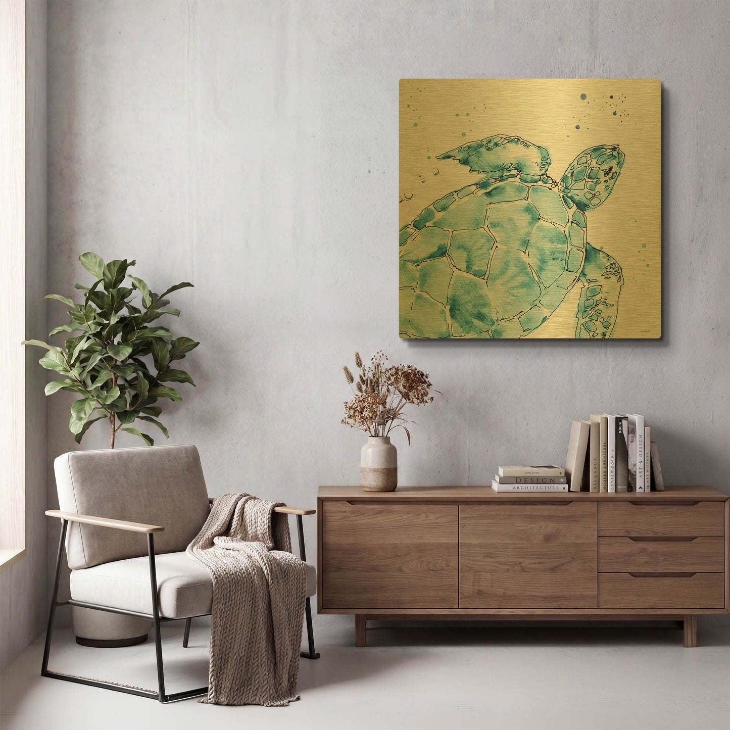 'Deep Sea IX' By Anne Tavoletti Gold Metal Wall Art