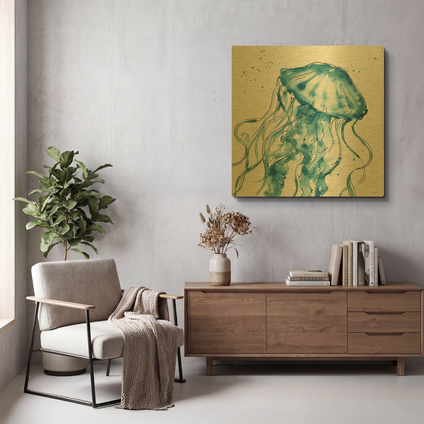 'Deep Sea X' By Anne Tavoletti Gold Metal Wall Art