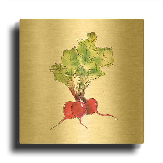 'Veggie Market II Radish' By Anne Tavoletti Gold Metal Wall Art