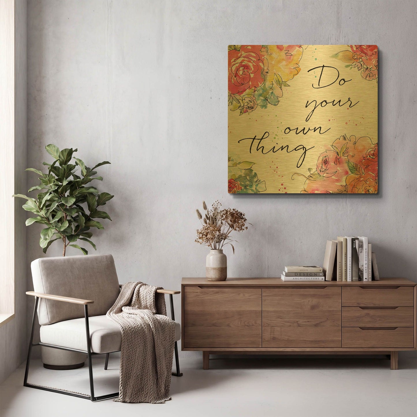 'Floral Figures X' By Anne Tavoletti Gold Metal Wall Art