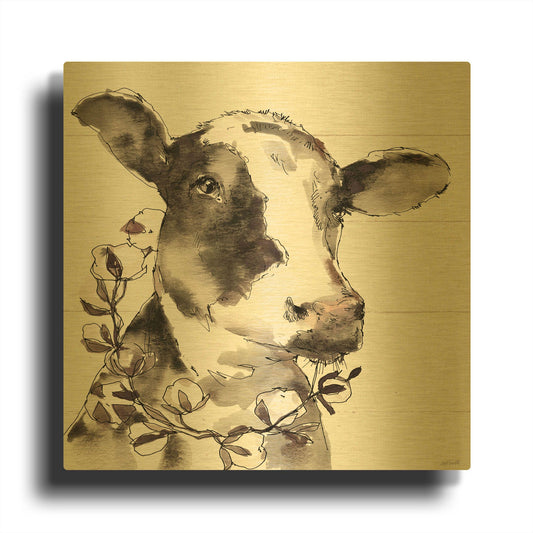 'Country Life IV' By Anne Tavoletti Gold Metal Wall Art