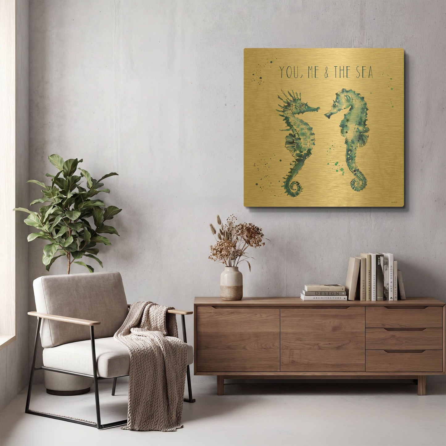 'Deep Sea III' By Anne Tavoletti Gold Metal Wall Art