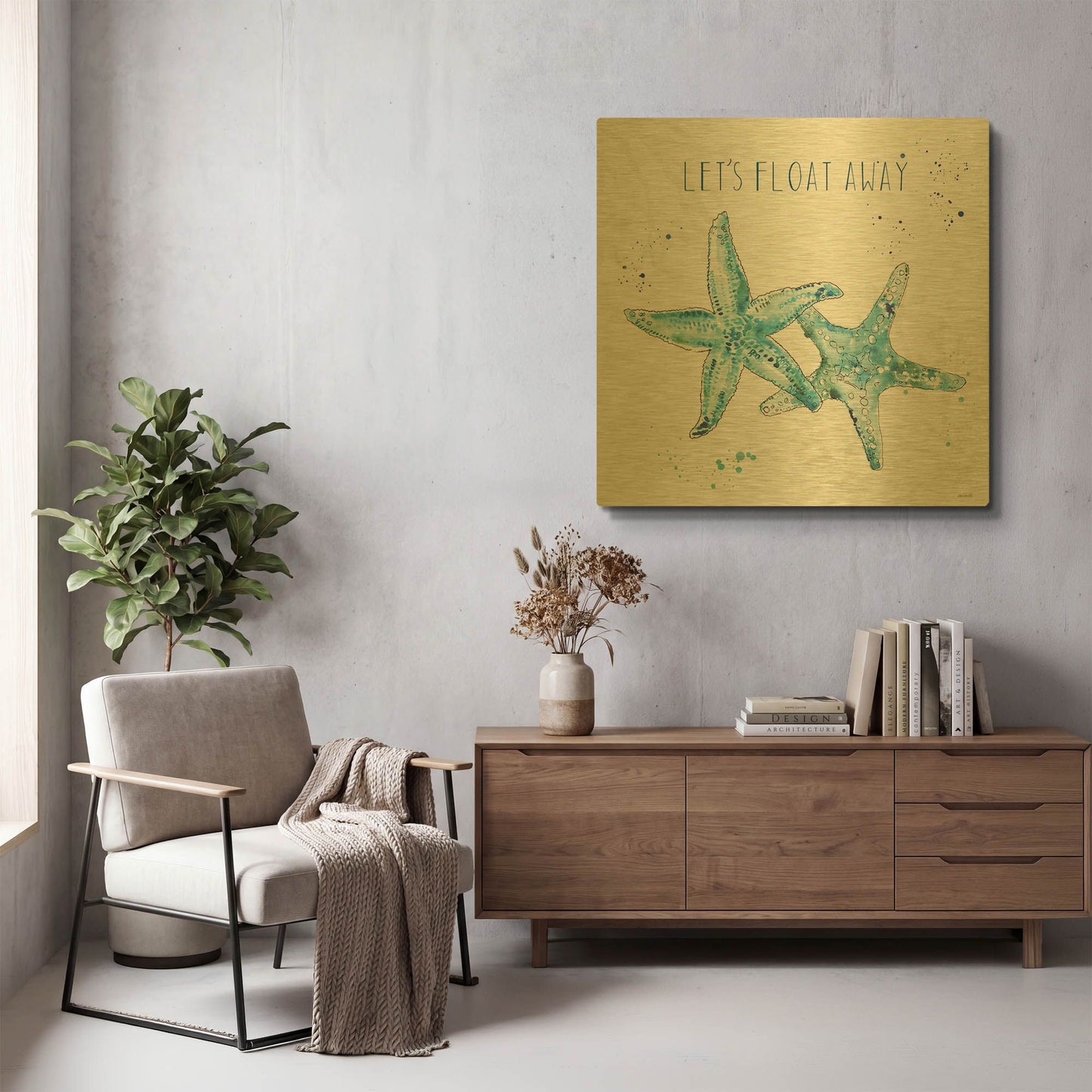 'Deep Sea VI' By Anne Tavoletti Gold Metal Wall Art